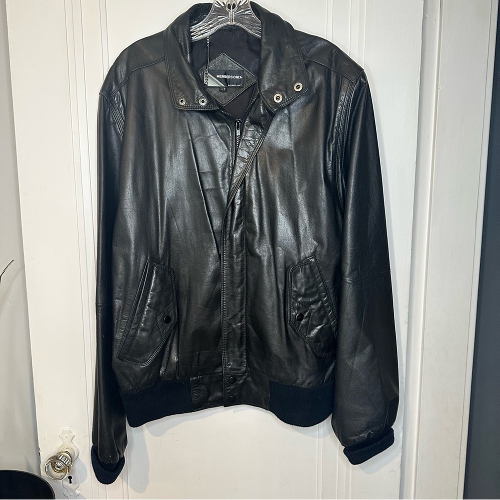 Vintage Members Only Leather Bomber Jacket Men’s Size Large Tall LT